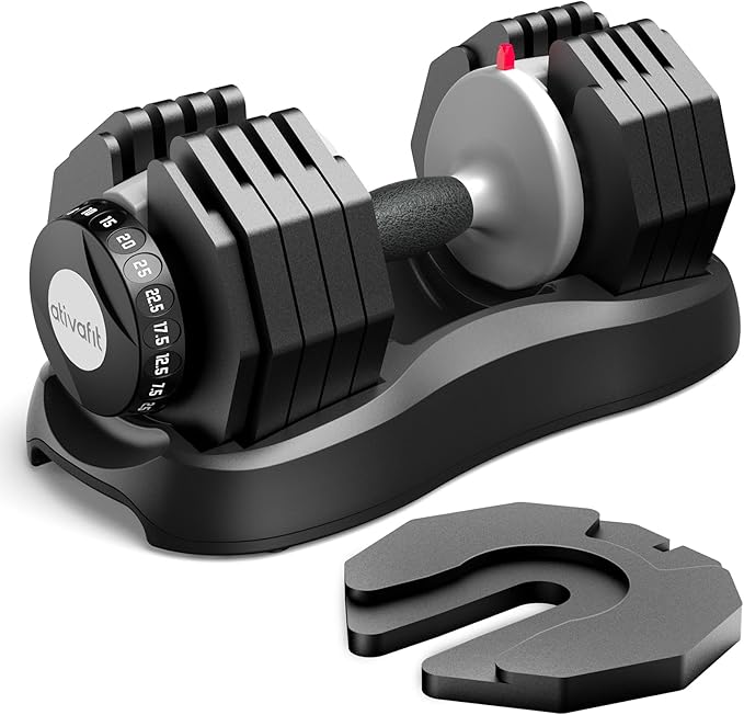 Space saving single adjustable dumbbell